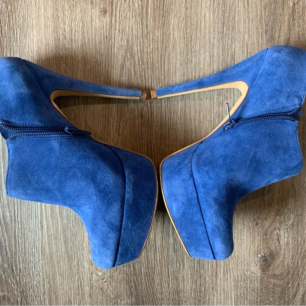 Bright Blue Platform Booties